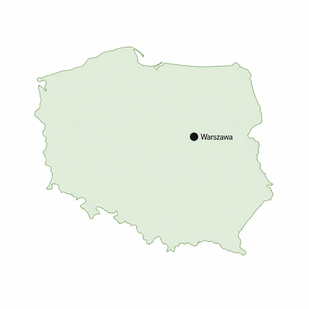 Mapa Polski z zaznaczoną Warszawą
