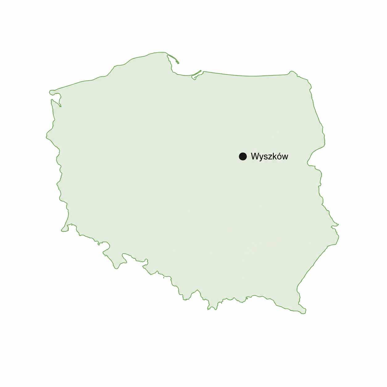 Mapa Polski z zaznaczonym Wyszkowem